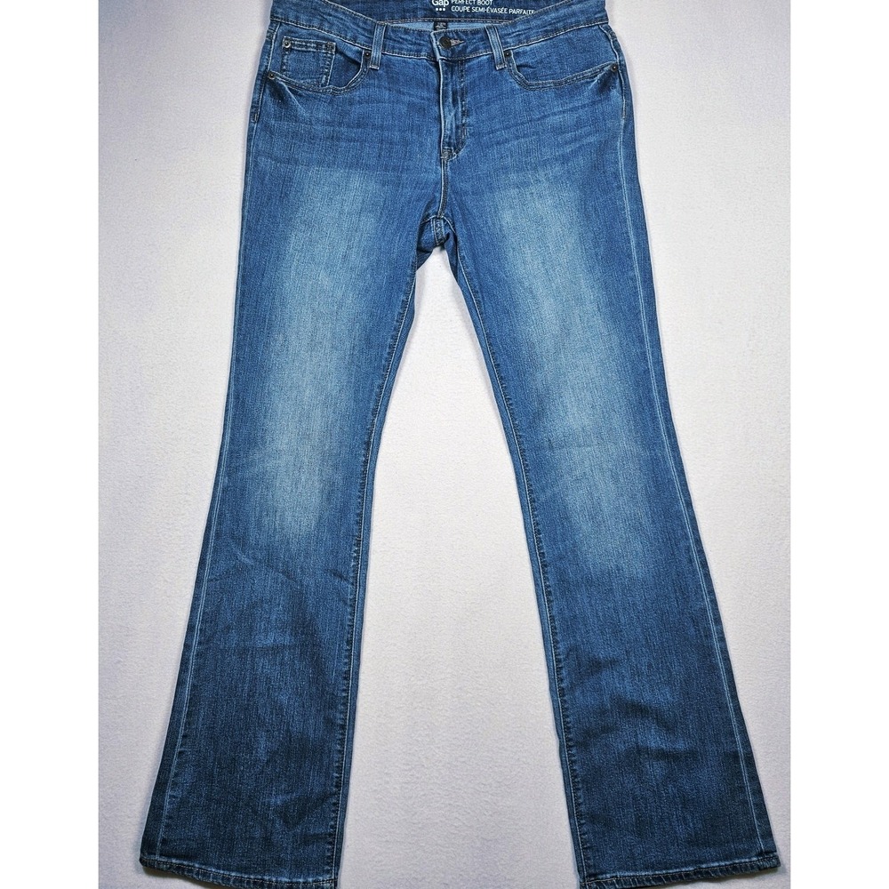 Gap‎ Jeans Women 12 Boot Cut Midrise Medium Indigo Wash Stretch Denim 35x32
